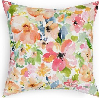 Pillows: Floral Love Print Pillow, Woven, Black, 18X18, Single Sided, Multicolor