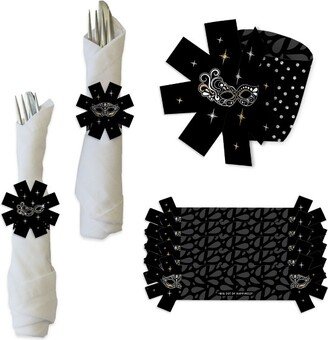 Big Dot of Happiness Masquerade - Mask Party Paper Napkin Holder - Napkin Rings - Set of 24-AA