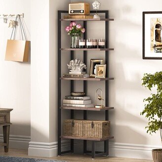 Bluebell 5 Tier Corner Shelf, Industrial Wood Bookshelves, Display Plant Stand