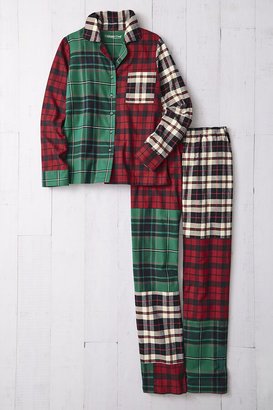 Women's Patchwork Plaid Flannel PJ Set Pants - Dover Red/Emerald - XS