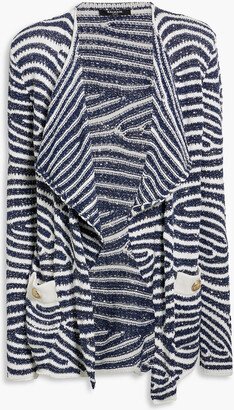 Striped sequin-embellished knitted cardigan