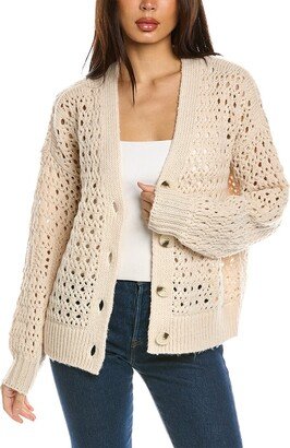 Open Knit Wool-Blend Boyfriend Cardigan