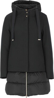 Panelled Drawstring Hooded Parka