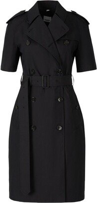 Double Breasted Short-Sleeved Belted Trench Coat