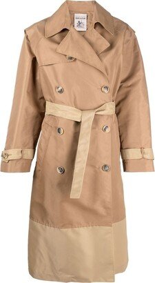 Two-Tone Belted Trench Coat