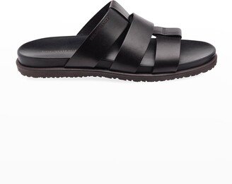 Men's Empoli Three-Strap Leather Slide Sandals
