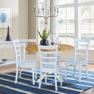 42 in. Drop Leaf Table with 4 Ladder Back Dining Chairs - 5 Piece Set-AA