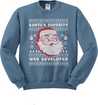 TeesAndTankYou Santa's Favorite Web Developer Sweatshirt Unisex 3X-Large Indigo Blue