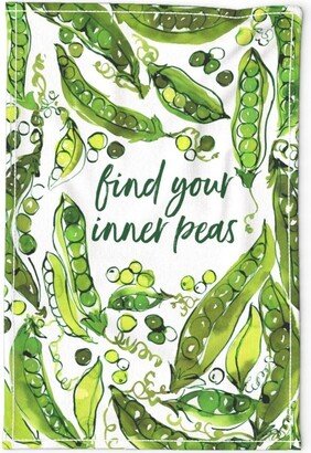 Vegetable Pun Tea Towel - Inner Peas By Krystinmann Green Gardening Healthy Peace Yoga Linen Cotton Canvas Spoonflower