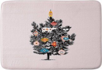 Showmemars Retro Christmas Tree Memory Foam Bath Mat Pink