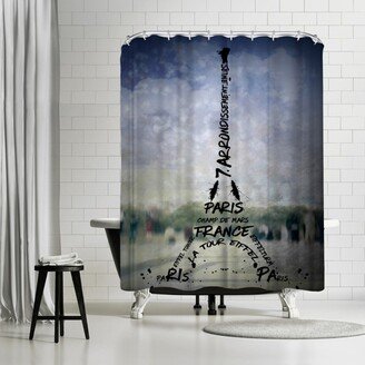 71 x 74 Shower Curtain, Paris Art Eiffel Tower No 1 by Melanie Viola