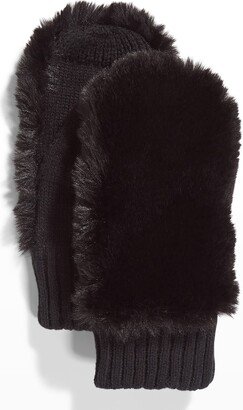 Surell Accessories Faux-Fur Knit Mittens-AA