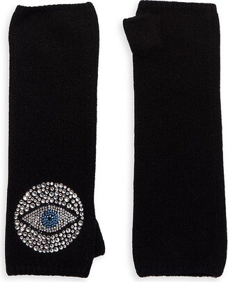 Carolyn Rowan Collection Crystal Evil Eye Long Cashmere Fingerless Gloves