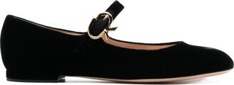 Mary velvet leather ballerina shoes