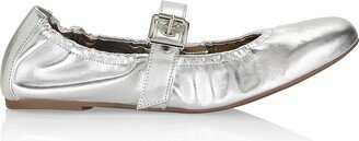 Calita Metallic Buckled Ballet Flats