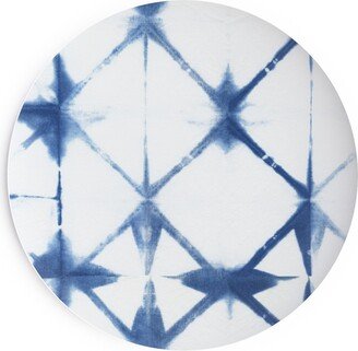 Salad Plates: Shibori Diamond - Blue On White Salad Plate, Blue