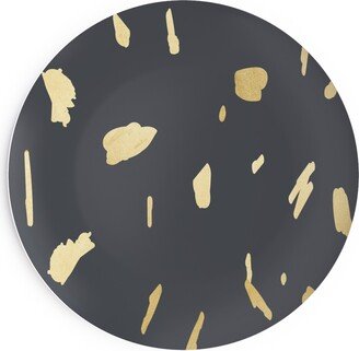 Salad Plates: Blobs - Gold On Charcoal Salad Plate, Gray