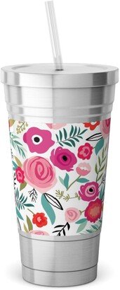 Travel Mugs: Maypole - Pink Stainless Tumbler With Straw, 18Oz, Pink