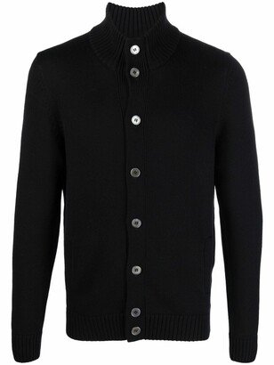 Roll-Neck Button Cardigan