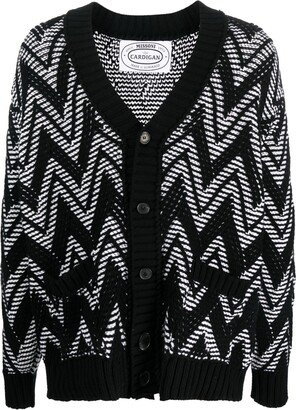 Zigzag- Embroidered Wool Cardigan