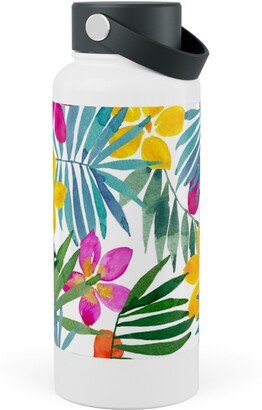 Photo Water Bottles: Watercolor Tropical Vibes - Multi Stainless Steel Wide Mouth Water Bottle, 30Oz, Wide Mouth, Multicolor