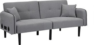 IGEMANINC 76 Sofa, Tufted Back Sofa Bed, with 2 Speakers Subwoofer Positioned, Apartment, Armless Sofa, Sleeper Sofa