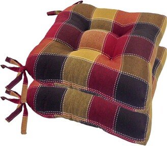 Allspice Harris Plaid Woven Plaid Chair Pads with Tiebacks (Set Of 4) - Essentials