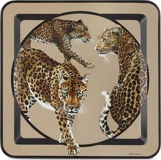 Leopard-Print Wooden Large Tray