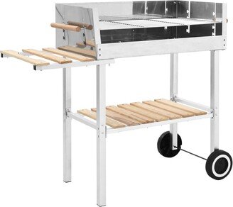 Xxl Trolley Charcoal Bbq Grill Stainless Steel with 2 Shelves