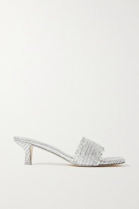 Ada Metallic Raffia Mules - Silver