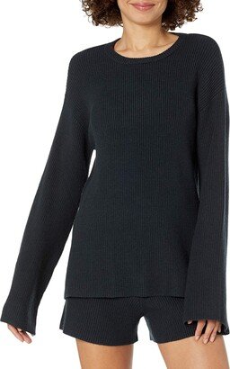 Women's Alice Crewneck Back Slit Ribbed Pullover Sweater