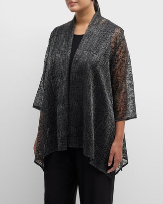 Plus Size Metallic Sequin Mesh Cardigan