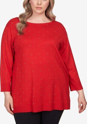 Ruby Rd. Plus Size Stud Embellished Tunic Sweater