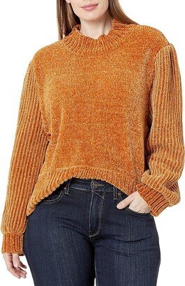 Women's Mock Neck Balloon Sweater (Honey) Women's Sweater