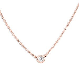 Diamond Bezel Solitare Necklace in 14K Rose Gold, 0.05 ct. t.w. - 100% Exlcusive