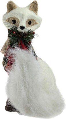 Northlight 13 Cream White and Black Fox with Plaid Bow Christmas Figurine