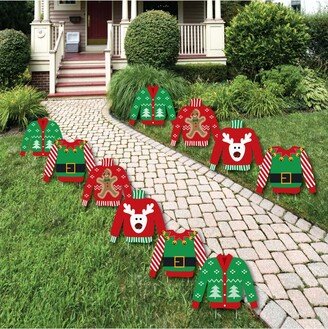 Big Dot Of Happiness Ugly Sweater - Sweater Lawn Decor - Outdoor Holiday & Christmas Yard Decor 10 Pc