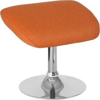 Emma and Oliver Orange Fabric Ottoman Footrest with Chrome Base