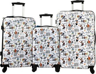 Diney Mickey Moue 3 Piece White Luggage Aortment Set