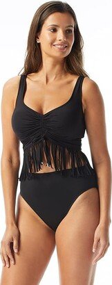 Fringe Elevate Shirred Bikini Top (Cast/Black) Women's Swimwear