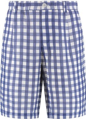 Mid-Rise Checked Shorts