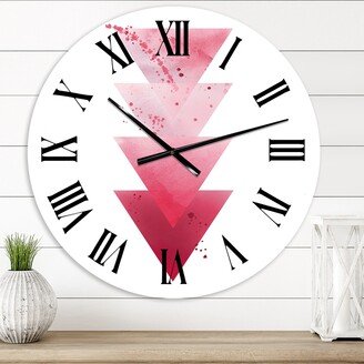 Designart 'Red Triangles Abstract Geometric Art Composition' Modern wall clock