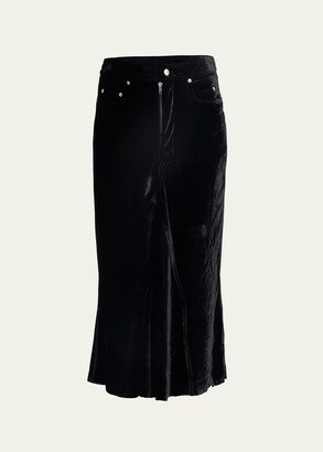 Godet Velvet Midi Skirt