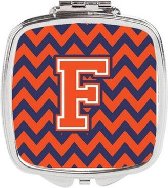 CJ1042-FSCM Letter F Chevron Orange & Blue Compact Mirror, 3 x 0.3 x 2.75 in.