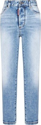 Logo Patch Straight Leg Jeans-BK