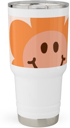 Travel Mugs: Smiley Floral - Orange Travel Tumbler, 30Oz, Orange