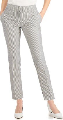 Petites Womens Seersucker Suit Separate Straight Leg Pants