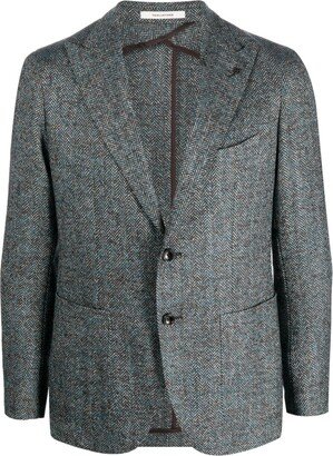 Single-Breasted Herringbone Blazer-AC