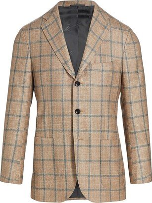 Plaid Wool & Cashmere-Blend Three-Button Sport Coat