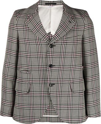 Houndstooth Single-Breasted Wool Blazer-AA